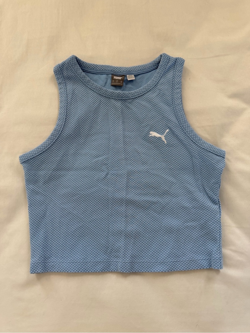 Puma Sky Blue Textured Kids Tank Top